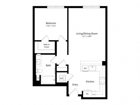 a floor plan of a unit with a bedroom and a living room